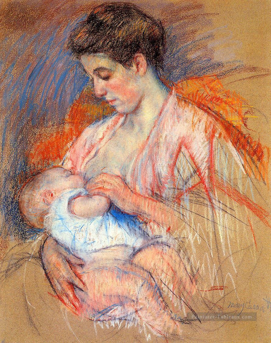 Mère Jeanne allaitant son bébé mères des enfants Mary Cassatt Peintures à l'huile